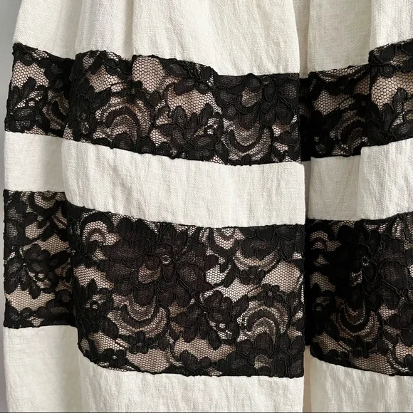 ABS Fit & Flare Ivory and Black Lace Cocktail Dress Size 6 - Picture 8 of 16